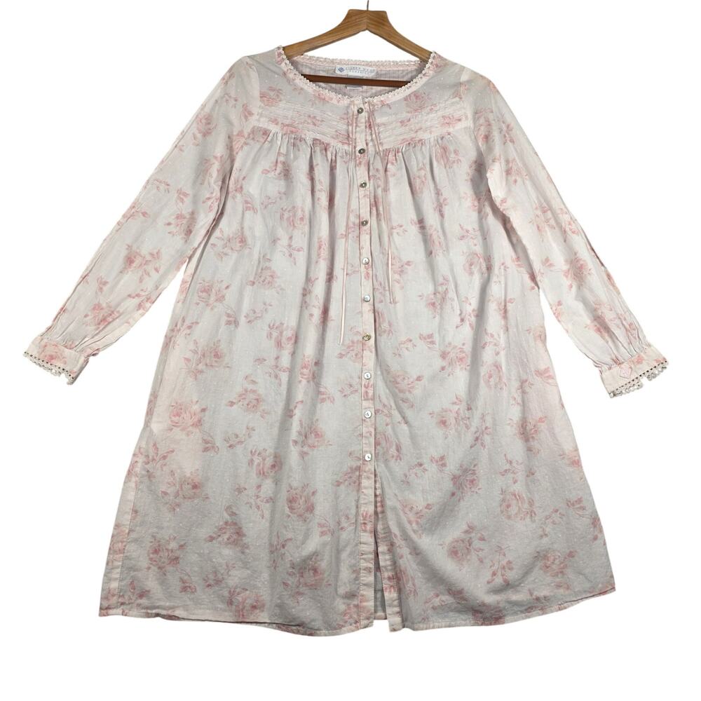 Eileen West Dusk Blossom Cotton Knit Long Sleeve Pajama Nightgown